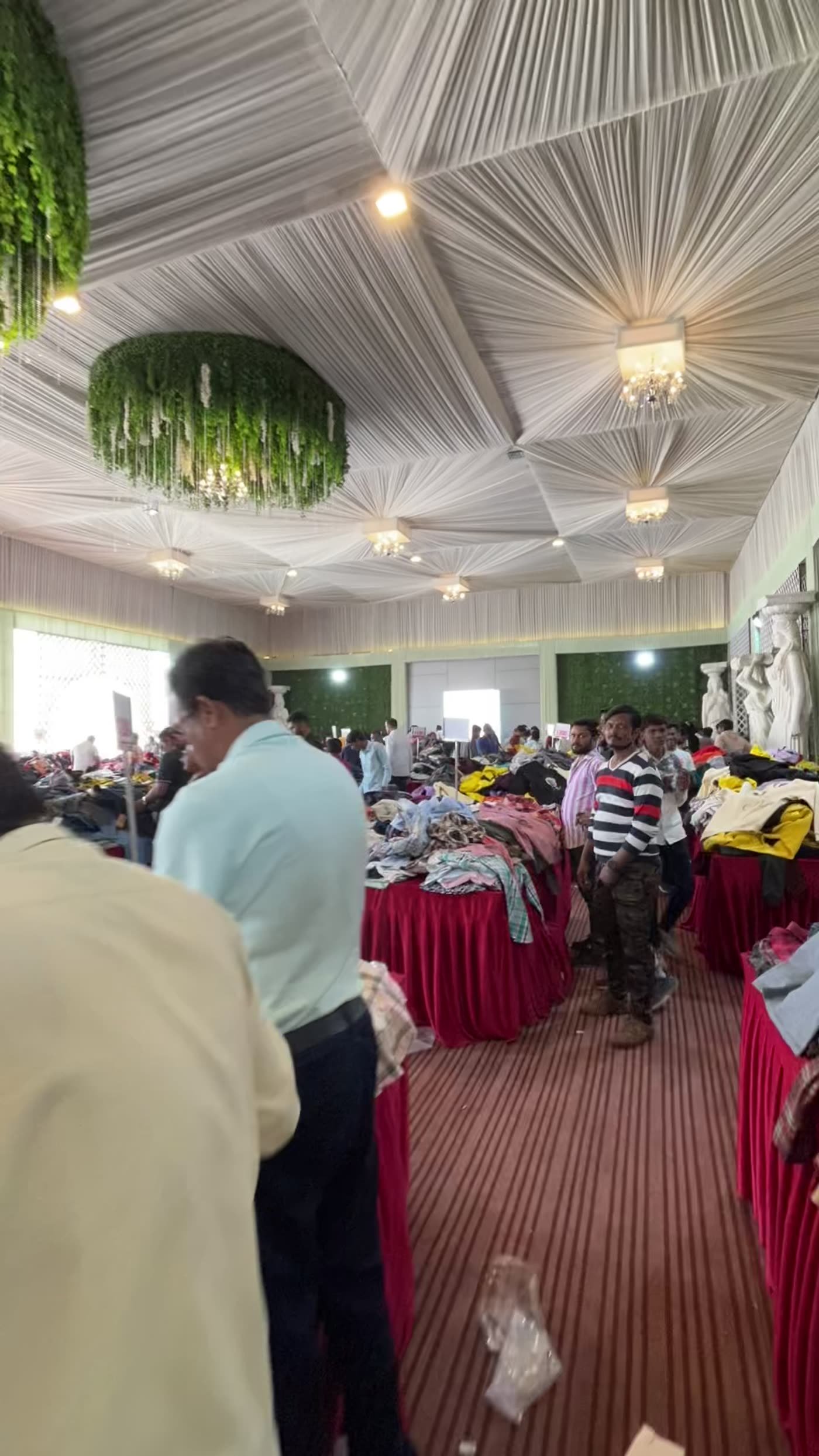 Decorated exhibition venue hall with stalls